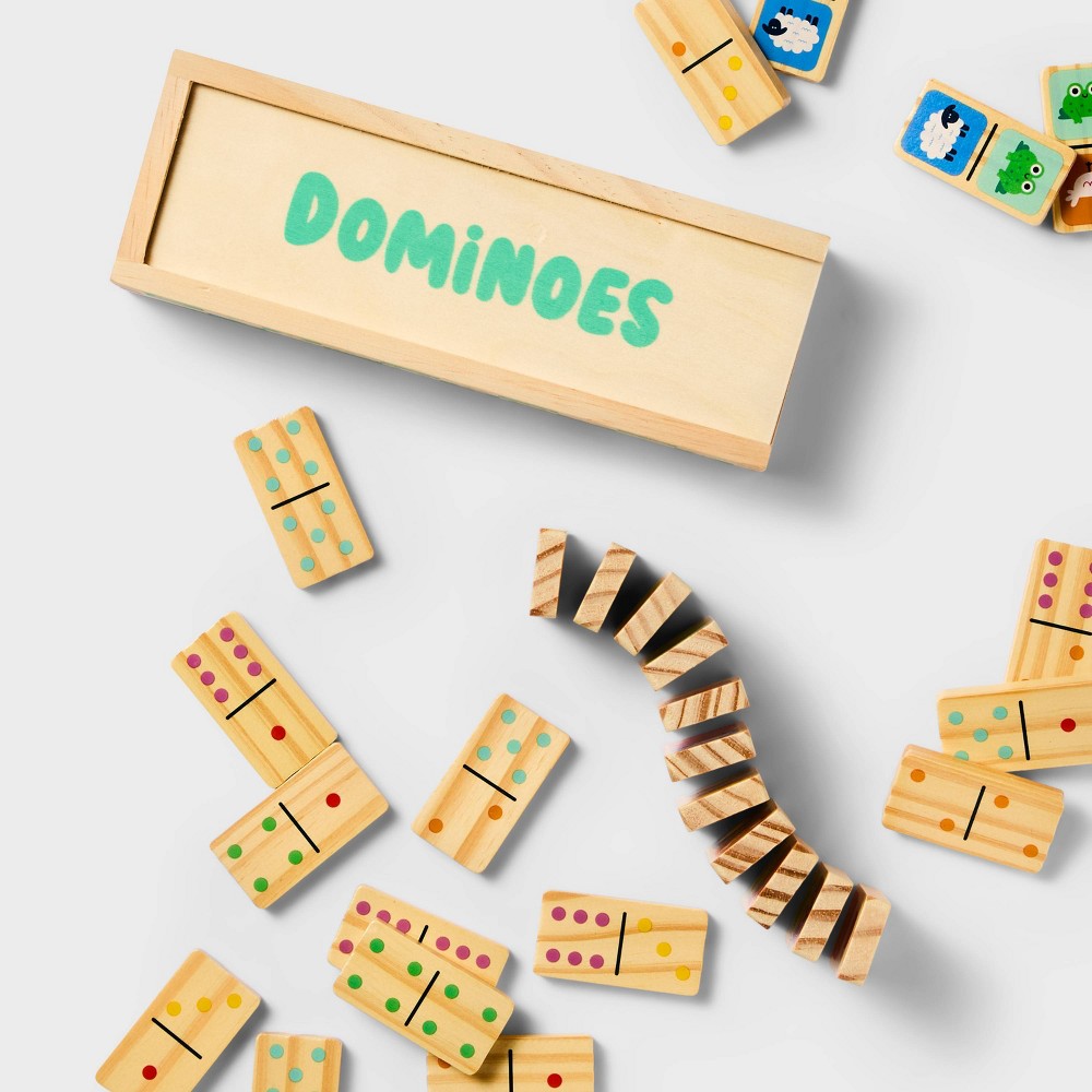Wooden Family Dominoes - Gigglescape™: Classic Tile Game, 28 Pieces, Ages 4+, Family Fun