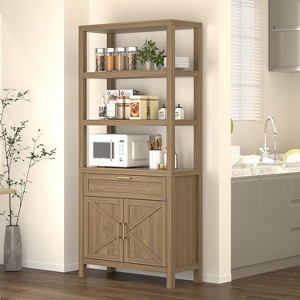 Garvee 71"Tall Bookshelf Storage with Cabinet and Drawer, 5-Tier Farmhouse Book Shelf with Storage Cabinet,for Bedroom,Living Room - 1 of 4