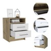 Vynxaria White and Light Oak 2-Drawer Nightstand ¨C Stylish Storage Solution - 2 of 4