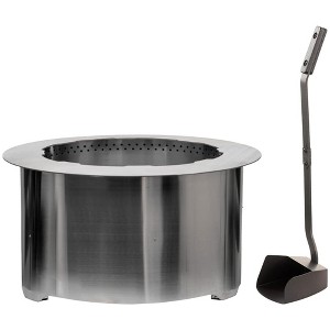 US Stove Company 31-Inch Modern Style Smokeless Round Stainless Steel Wood Burning Portable Fire Pit with Patented Burner & Ash Shovel, Silver - 1 of 4
