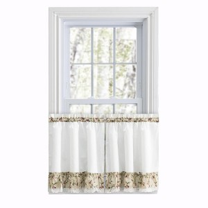 Ellis Curtain Cherries Ruffled 1.5" Rod Pocket Window Curtain Tiers Natural - 1 of 4