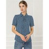 INSPIRE CHIC Women's Retro Dots Print Bow Tie Peter Pan Collar Chiffon Blouse - 2 of 4
