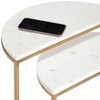 Adore Decor Set of 2 Kingston Nesting Side Tables White/Gold: Brass Plated, Marble Top, C-Table Design - 3 of 4