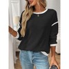 Coolmee Women's Sweaters Crewneck Long Sleeve Tops Color Block Ribbed Trim Fashion Sweaters - 4 of 4