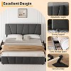 Bed Frame w/Adjustable Headboard & 4 Storage Drawers, Upholstered Platform w/Wooden Slats - No Box Spring - 3 of 4