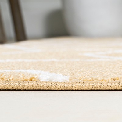 Mid-Century Geometric Gold and White 5x8 Area Rug