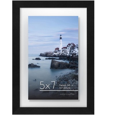 Americanflat 5x7 Floating Picture Frame in Black with Polished Glass and Hanging Hardware Included