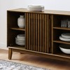 Lirago Farmhouse Sideboard Buffet Cabinet with Fluted Doors Solid Wood Feet Outlet Holes Walnut Brown Finish 31.3"H x 15.8"D x 47.3"W - 3 of 4