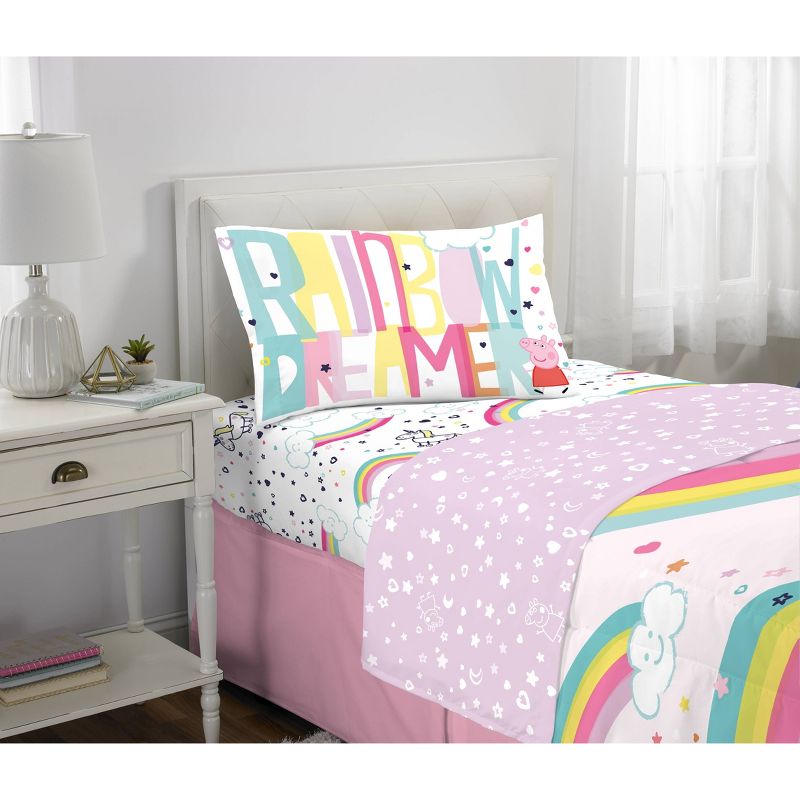 Twin Peppa Pig Rainbow Dreamer Reversible Kids&#39; Bedding Bundle, 5 of 13