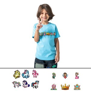 Rabble Kids' Unicorn Fairy Tale Tshirt Bundle – Custom Shirt with 12 Dabblz Velcro Patches - 1 of 4