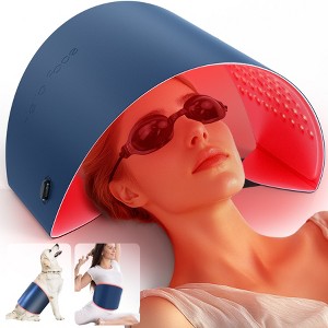 YEVYO Led Face Mask Light Therapy, Red Light Therapy Mask for Face Neck and Body, Red for Facial Winkles Acne and Muscle Pain Relief - 30.8" x 11.8" - 1 of 4