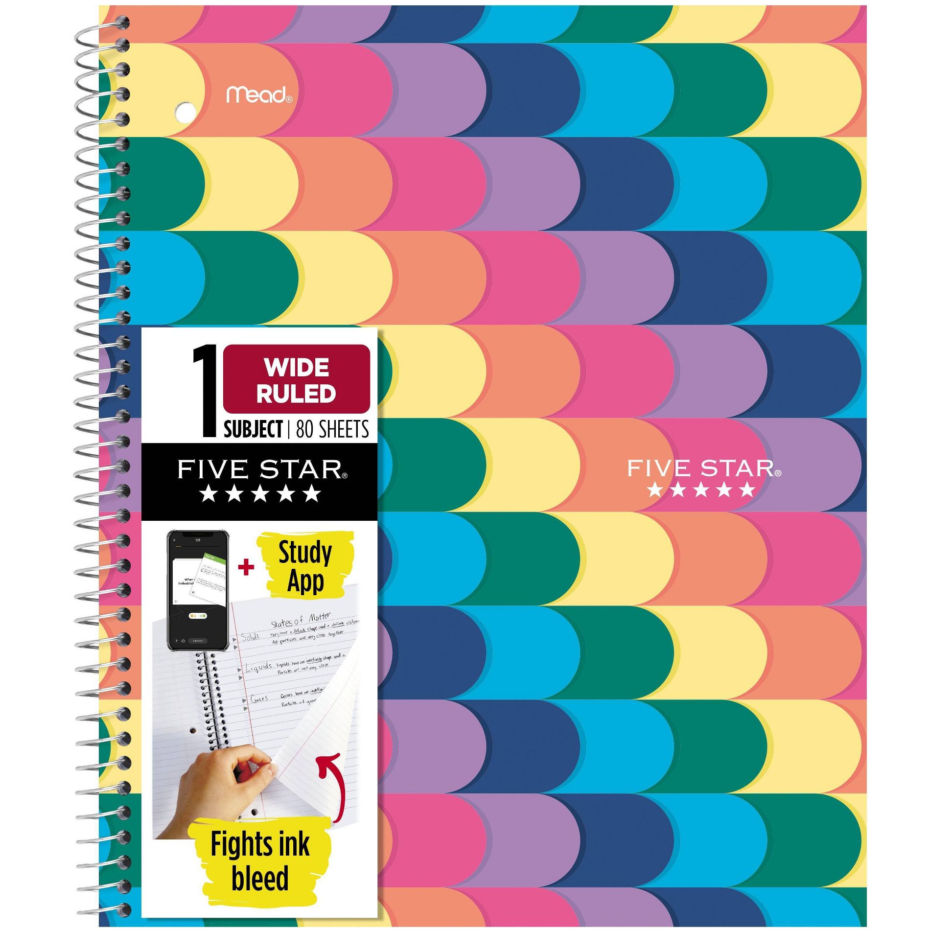 Five Star Fashion 1 Subject 80ct Wide Ruled Notebook Scallop