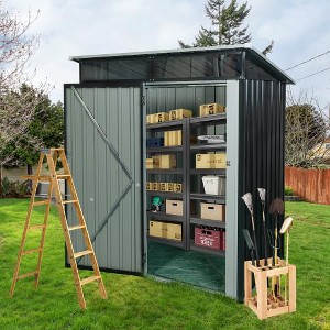 Outdoor Storage Shed with Hinged Door Padlock-Secure Rust-Resistant Storage House Suitable for Patio Furniture, Pool Accessories, and Bicycles - 1 of 4