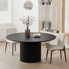 PexFix 60-Inch Round Dining Table for 6-8 with Fluted Pedestal Base Modern Kitchen Table for Dining Kitchen Living Room in Black - 4 of 4