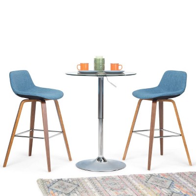 Randolph Medium Blue Upholstered Counter Stool with Metal Frame