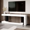Famapy White Geometric Black-White TV Stand with Spacious Top,Modern Living Room Media Console,Floating TV Shelf,Stylish & Functional - 4 of 4