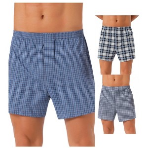 INSPIRE CHIC Men's 3 Pack Classic Elastic Waistband Plaid Printing Boxer Shorts - 1 of 4