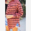 Amaryllis Women’s Button Front Collared Long Sleeve Plaid Shirt with Chest Pocket Relaxed Fit Soft - 3 of 4