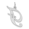 Black Bow Jewelry Sterling Silver, Ella Collection, LG Fancy Script Initial F Pendant - 3 of 4