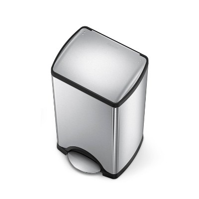 30L Silver Stainless Steel Rectangular Step Trash Can