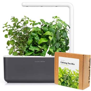 Click & Grow Indoor Herbal Tea Gardening Kit, Smart Garden 3 with Grow Light and 12 Plant Pods, Grey