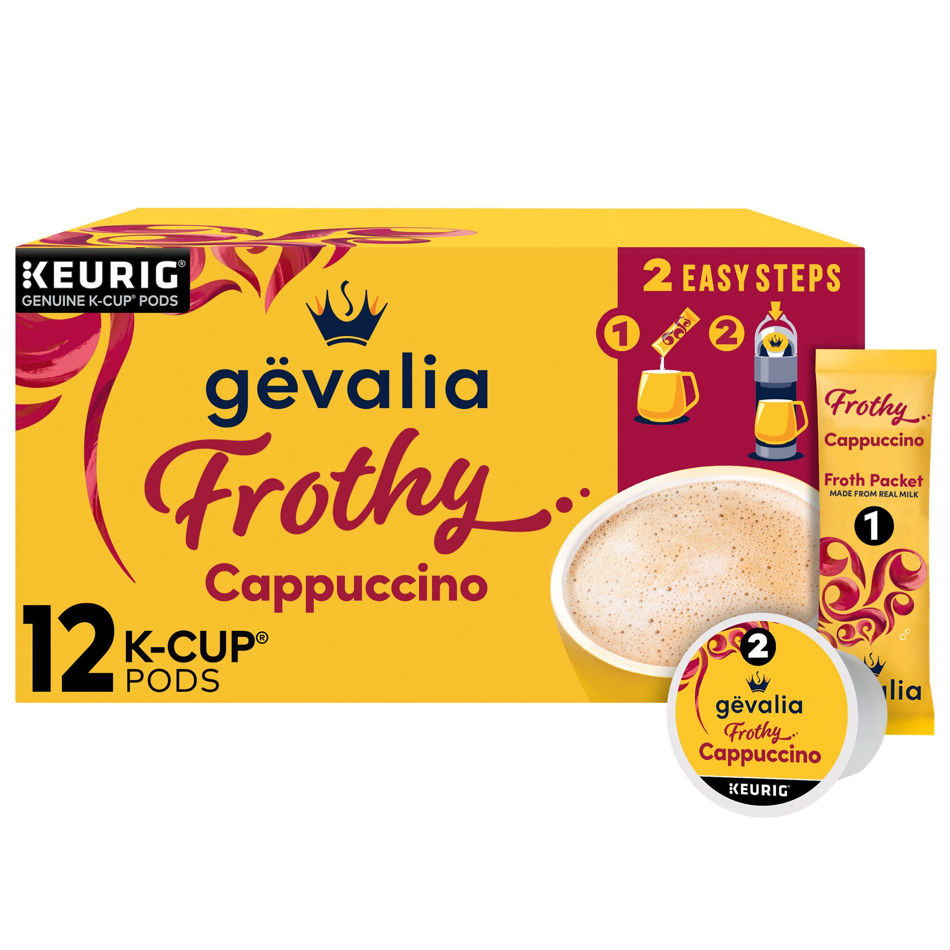 Gevalia Cappuccino Dark Roast Coffee Pods - 12ct