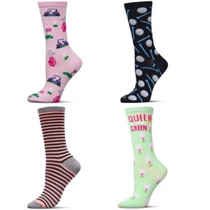 MeMoi 4 Pair Women's Golf Crew Socks Rose 9-11 - 1 of 2