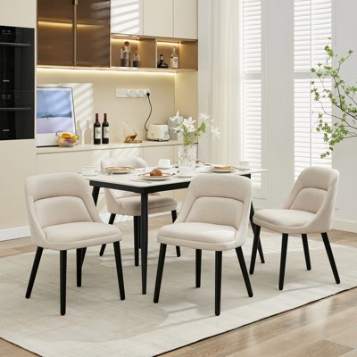 Dining Chairs Set of 2, Upholstered Linen Fabric Dining Chairs with Wood Legs, Modern Dining Chairs for Kitchen, Dining Room, Living Room, Patio