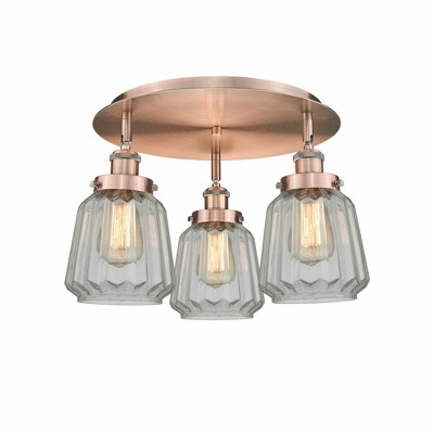 Chatham - 3 Light Flush Mount In Art Deco Style-8 Inches Tall and 18.25 Inches Wide
