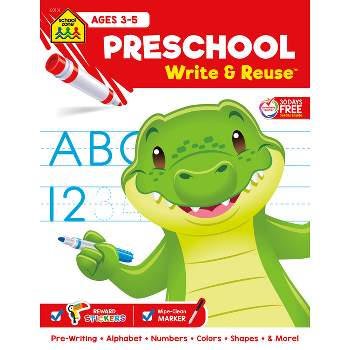 School Zone Preschool Write & Reuse Workbook - (Spiral Bound)