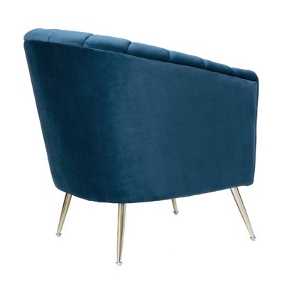Rosemont Blue Velvet Barrel Accent Chair with Gold Legs