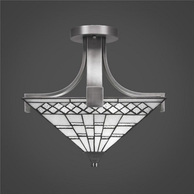 Toltec Lighting Apollo 2 - Light Flush Mount in  Graphite with 14" Square Pewter Art Glass Shade