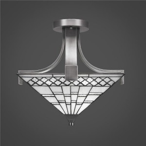 Toltec Lighting Apollo 2 - Light Flush Mount in  Graphite with 14" Square Pewter Art Glass Shade - 1 of 1