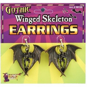 Forum Novelties Gothic Winged Skeleton Costume Earrings - 1 of 1