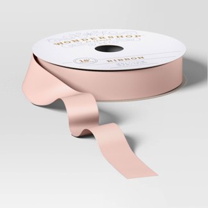 18' Cozy Christmas Premium Ribbon Pink Satin- Wondershop™ - 1 of 3