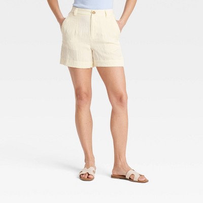 Women's High-Rise Flat-Front Chino Shorts - A New Day™ White 0