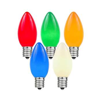 Novelty Lights Ceramic C7 Incandescent Traditional Vintage Christmas Replacement Bulbs 25 Pack