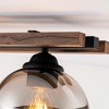 Rennnsan Amelia 31.5" 3-Light Farmhouse Wood Semi-Flush Mount Light with Gradient Gray Glass Globe Shade - 3 of 4