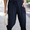 Amaryllis Women's Drawstring Wide-Leg Crop Pants Lightweight Relaxed Fit Versatile Everyday Style with Pockets - 2 of 4
