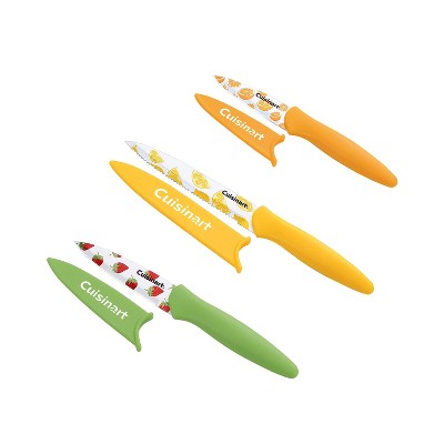 Cuisinart Advantage 6pc Colored Nonstick Utility and Paring Knife Set with Blade Guards: Stainless Steel, Hand Wash, Multi-Colored