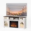VINGLI Fireplace TV Stand with Sliding Mirrored Door for TVs up to 70", Entertainment Media Console with 23'' Electric Fireplace, White - 4 of 4