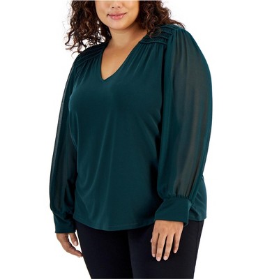 Calvin Klein Womens Chiffon Knit Blouse
