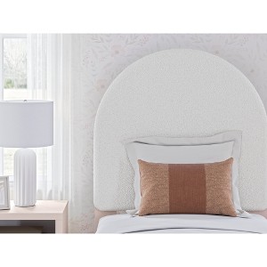 Signature Design by Ashley Wistenpine Upholstered Round Headboard, Blush Frame & White Boucle Upholstery - 1 of 4