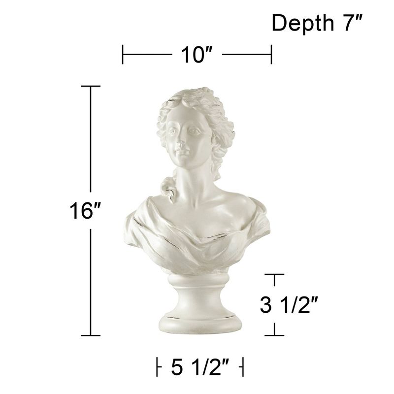 Kensington Hill Classic Roman 16" High White Faux Marble Finish Female Bust Statue, 4 of 11