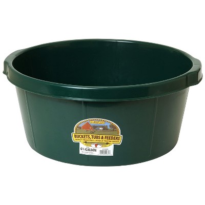 Little Giant P65GREEN 6.5 Gallon DuraFlex Plastic All Purpose Utility Tub with Hand Grips for Farm, Ranch, Garden, Home, or Shop, Green