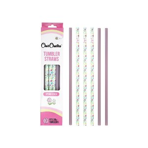 CharCharms 6pk 30oz Water Bottle Straws Solid Pastel - 1 of 4