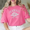 Simply Sage Market Women's Embroidered Hawaii Flower Short Sleeve Garment Dyed Tee - 2 of 3