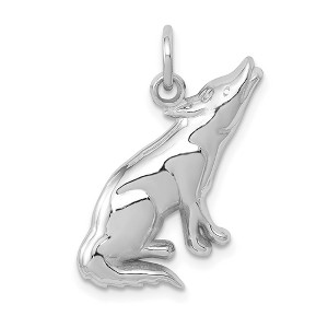 Black Bow Jewelry 14k White Gold Polished Wolf Charm or Pendant - 1 of 4