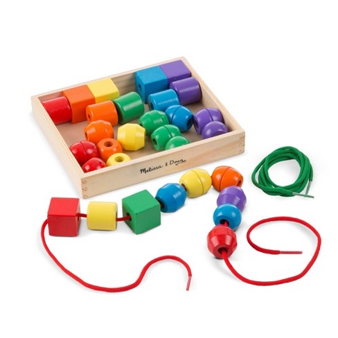 Melissa & Doug Primary Lacing Beads - Educational Toy With 30 Wooden Beads  And 2 Laces : Target