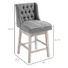 Gray Swivel Bar Stool 2-Piece Set, 27" Bar Height, Linen Upholstery, Button Tufted Design - 2 of 4